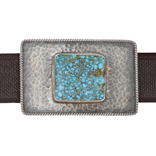 Bowie 1404 Turquoise Hammered Trophy Buckle - Clint Orms Engravers