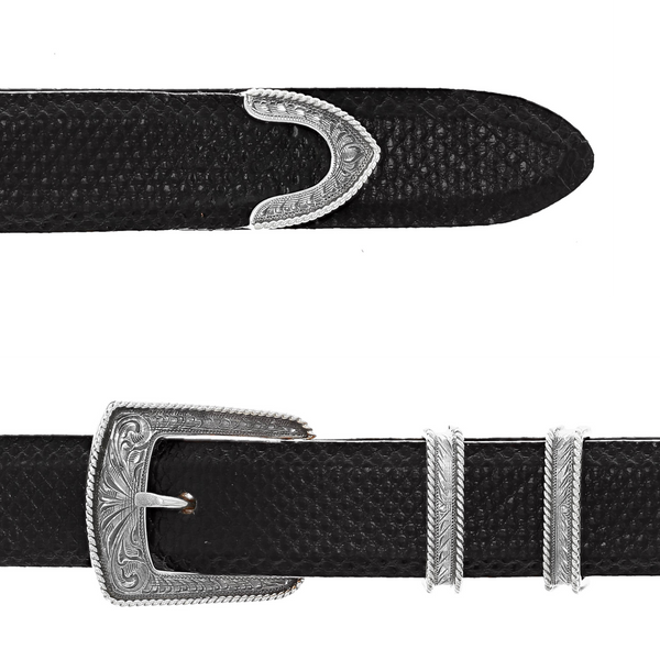 1" Sterling Silver Buckle Set w/ Sterling Silver 20 Gauge Rope Edge