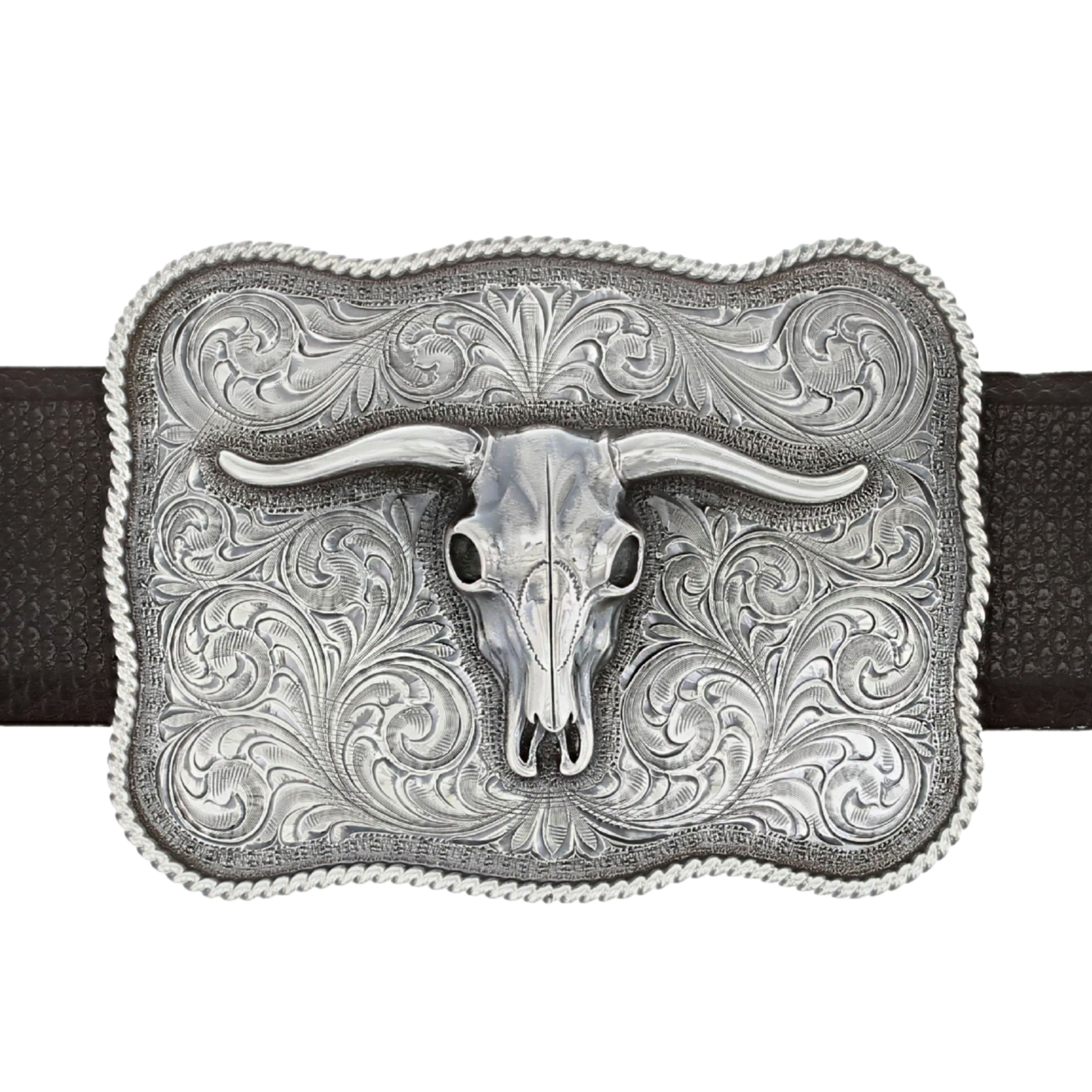 Robertson 1801 Sterling Longhorn Skull Buckle – Clint Orms 