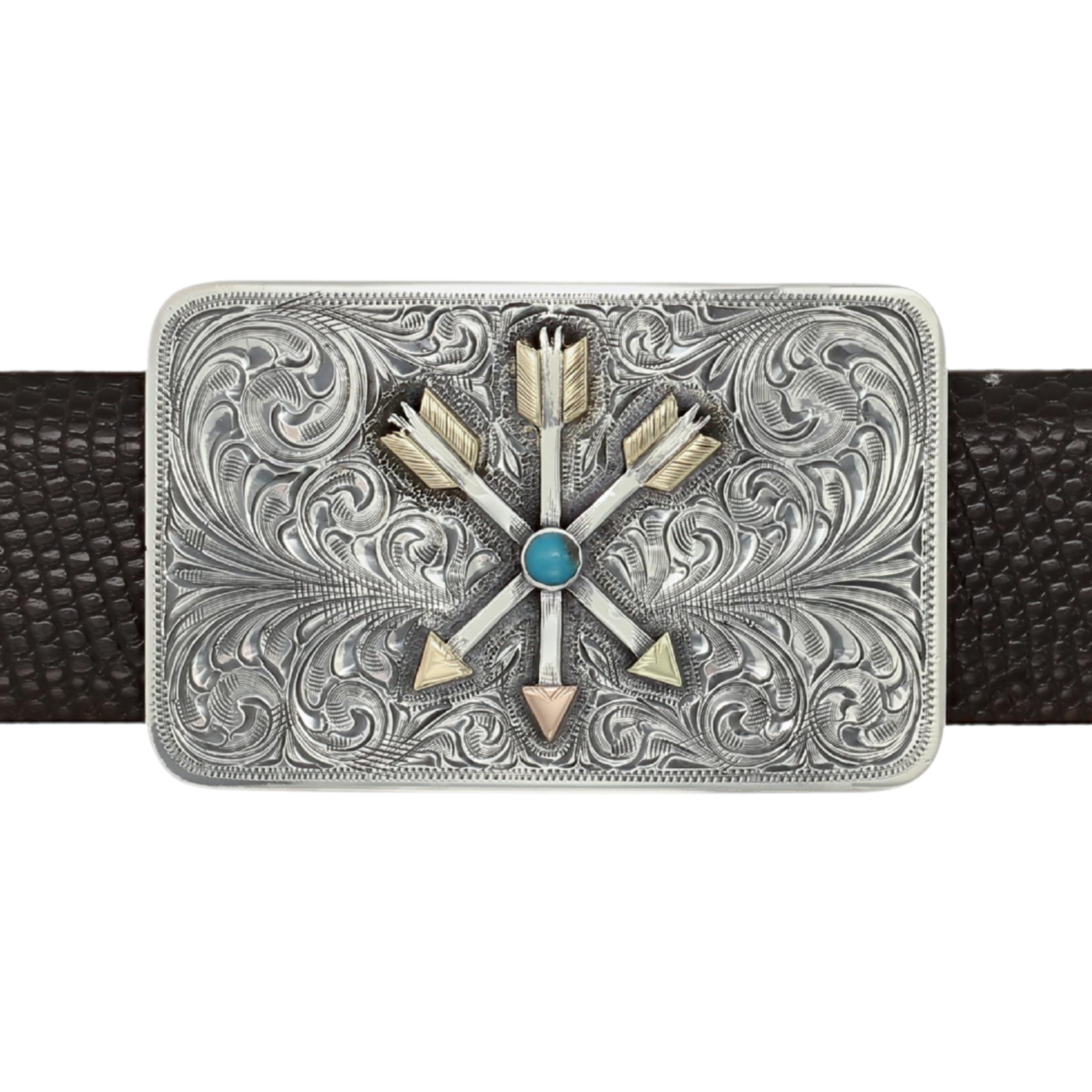 Zapata Turquoise & Gold Arrow Trophy Buckle | Clint Orms – Clint