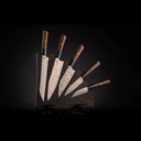 K22 Kultro Flare Chef Knives on Walnut