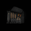 K22 Black Flare Chef Knives on Walnut