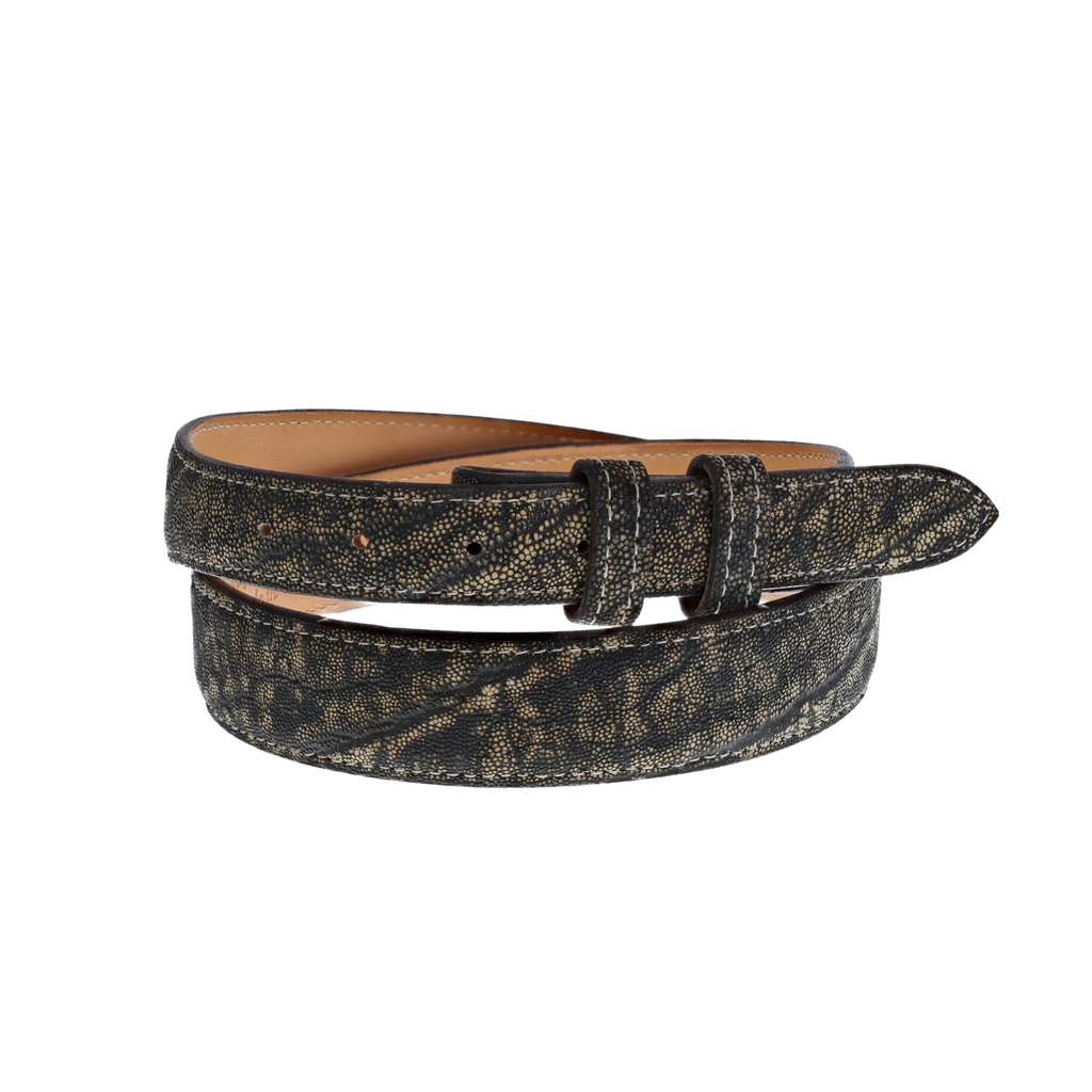1" Tapered Antique Saddle Elephant Hide Belt