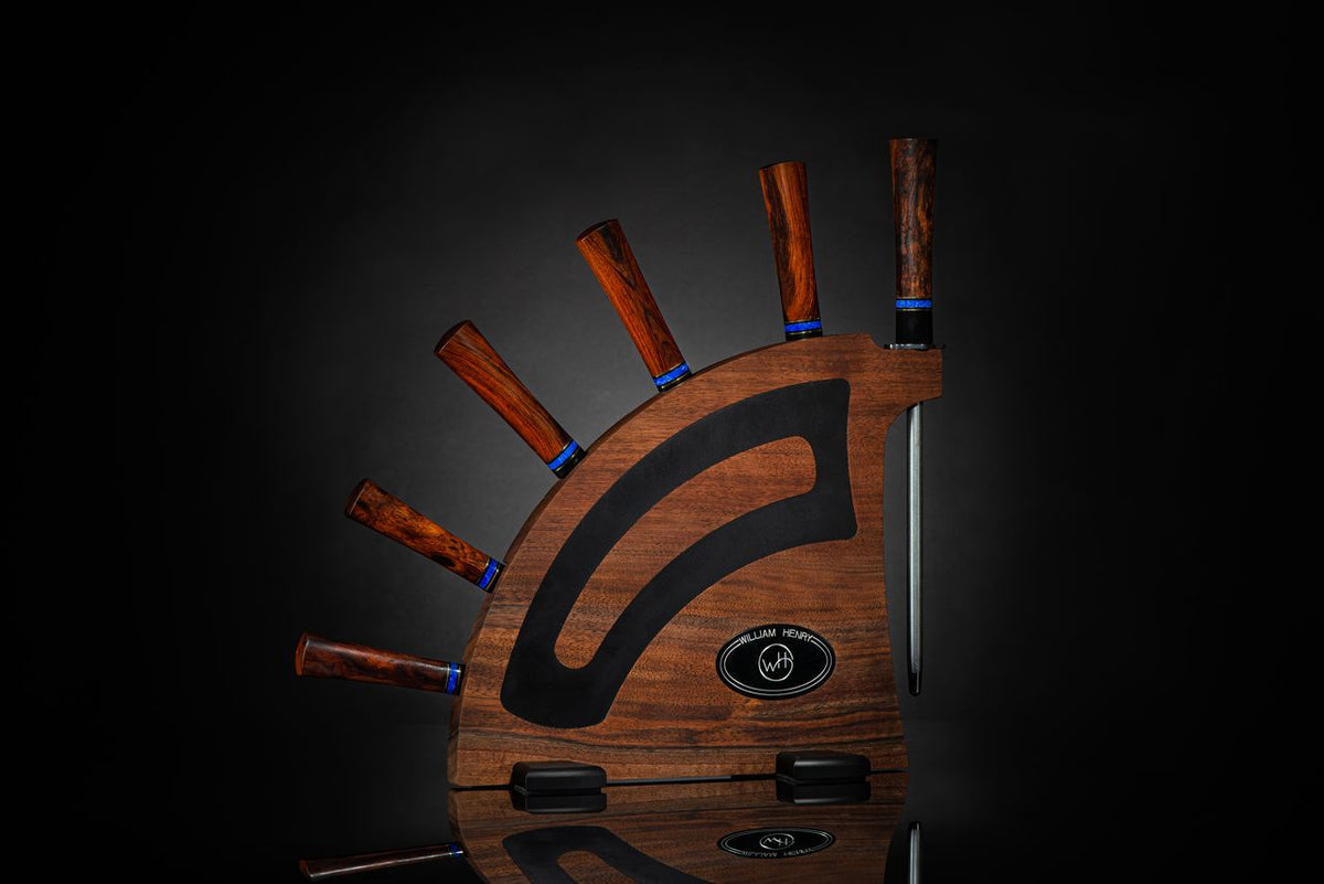 Ironwood Kultro Gourmet Chef Knife Set with Black Walnut Display