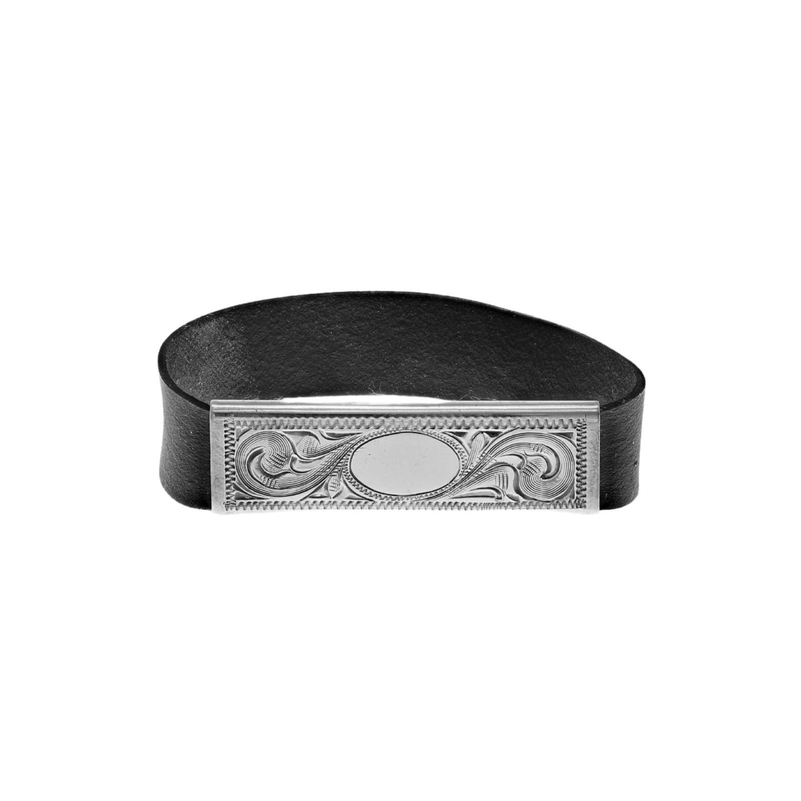 Rubber Band 1801 Sterling Scroll Engraved Money Clip