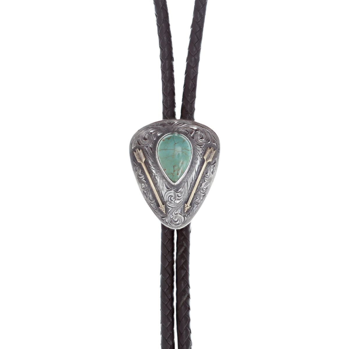 Bolo 1877 Triangular Sterling with Turquoise and Yellow Gold Arrows