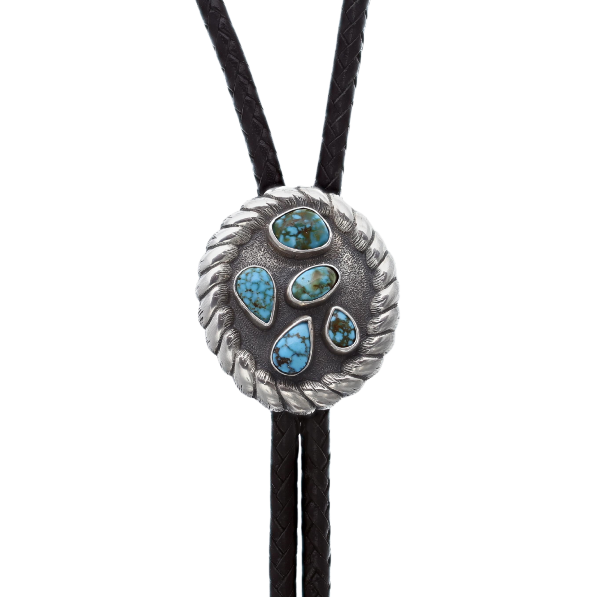 Bolo 1906 Sterling Oval with Wide Rope Border and Turquoise Stones ...