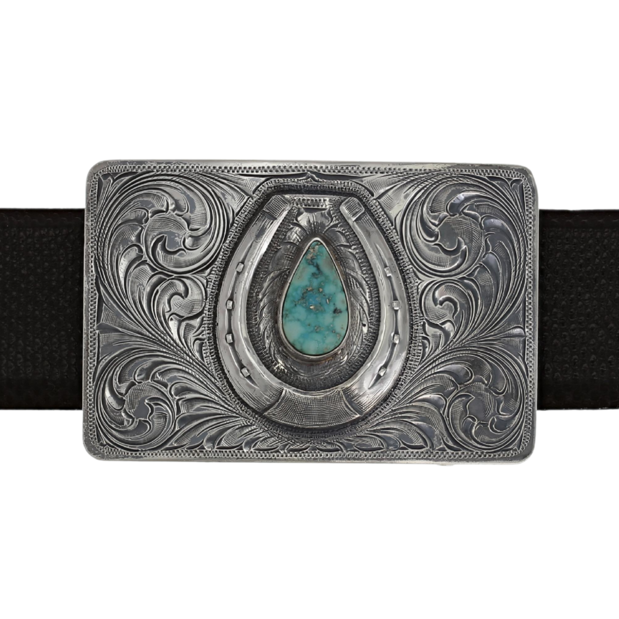 Bowie 1809 Sterling Horseshoe Turquoise Buckle - Clint Orms
