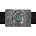 Bowie 1809 Sterling Silver Lucky Horseshoe with Turquoise Trophy Buckle
