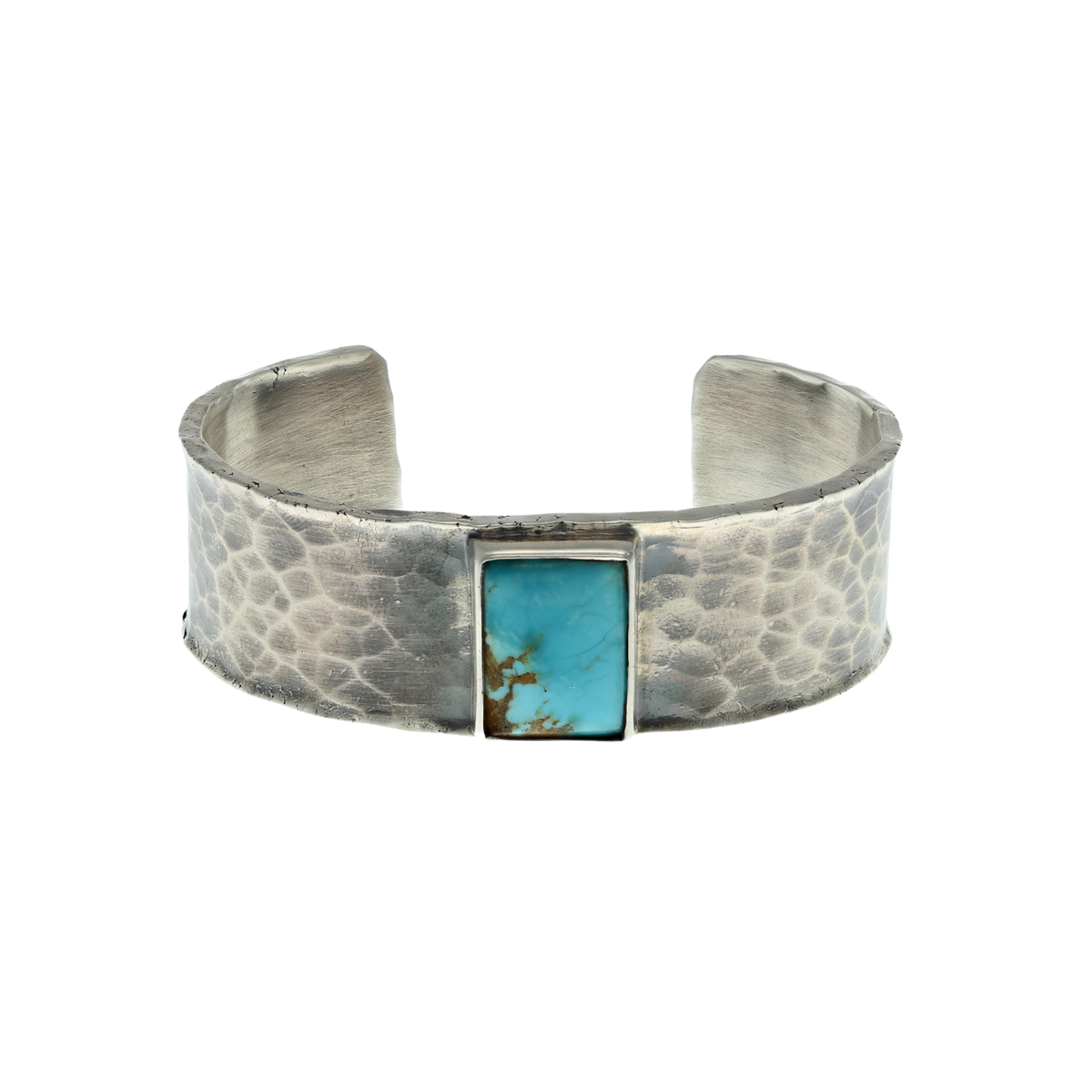 Bracelet 1440 Hammered Sterling with Turquoise Rectangle