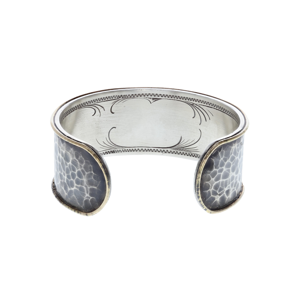 Bracelet 1457 Hammered Sterling with Gold Border