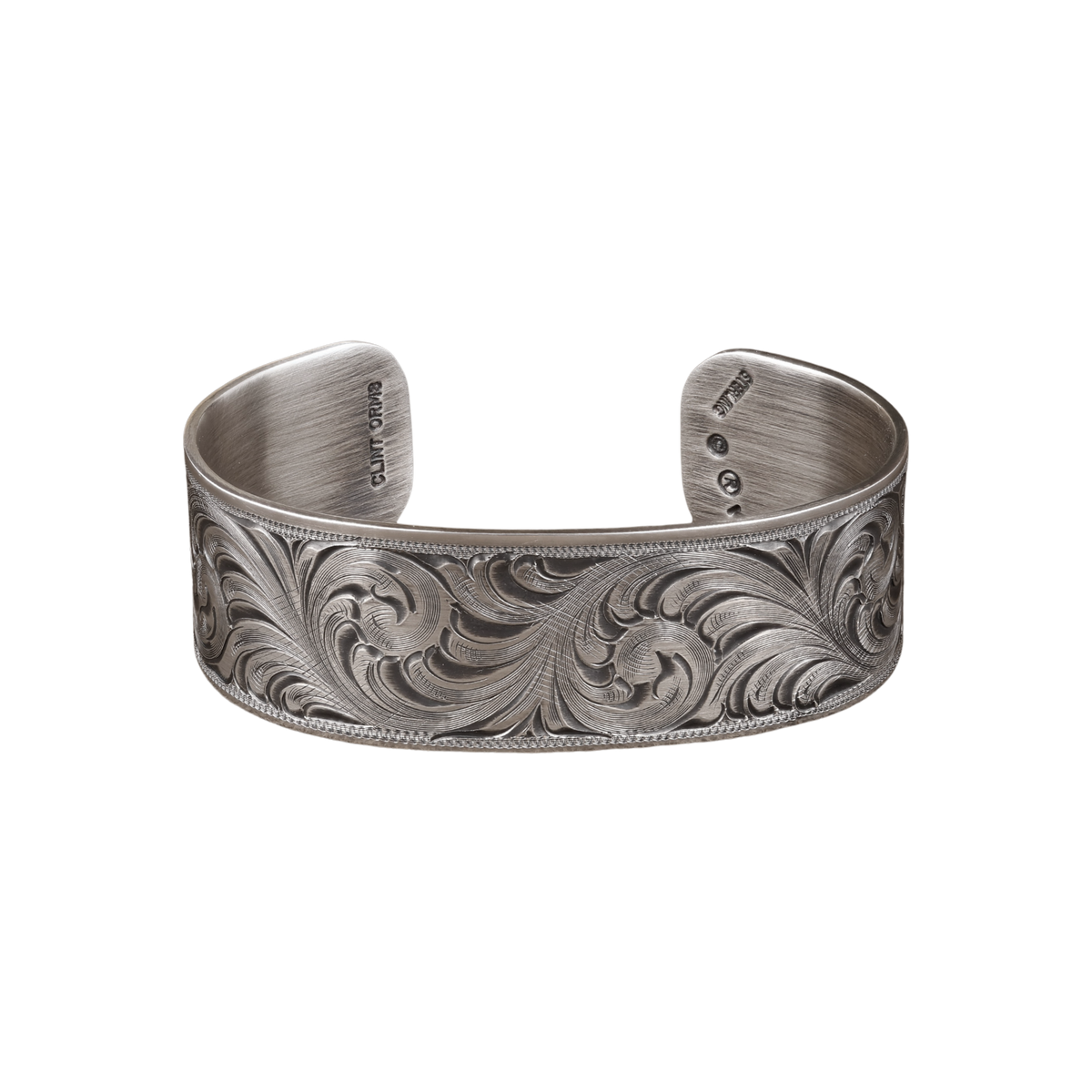 Bracelet 1502 Scroll Engraved Sterling with Gold Hearts