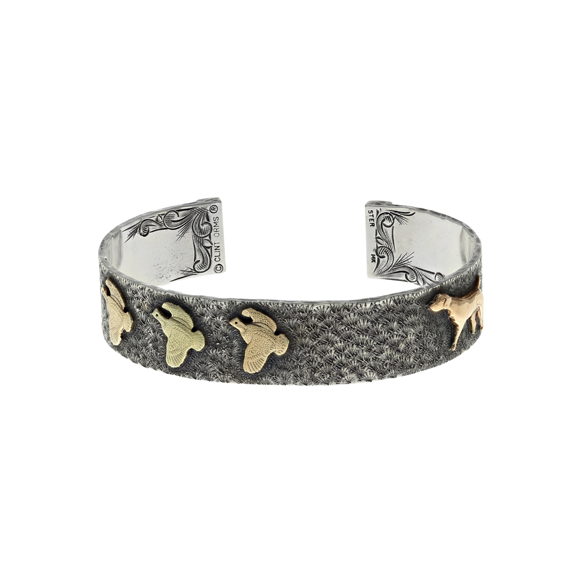 Bracelet 1602 Tri Gold Bird Dog Flushing Quail Bracelet
