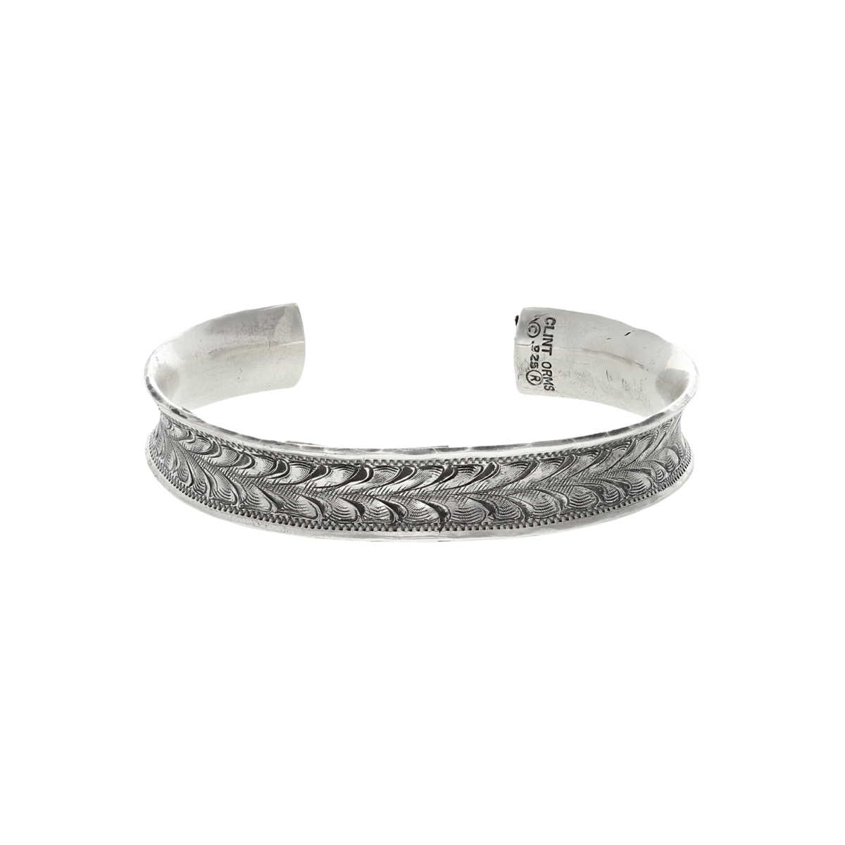 Bracelet 1903 Inverted Dome Double Leaf Engraved with Hammered Edges