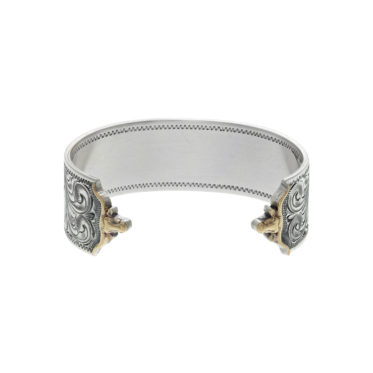 Bracelet 2012 Scroll Engraved Sterling with Gold Longhorns