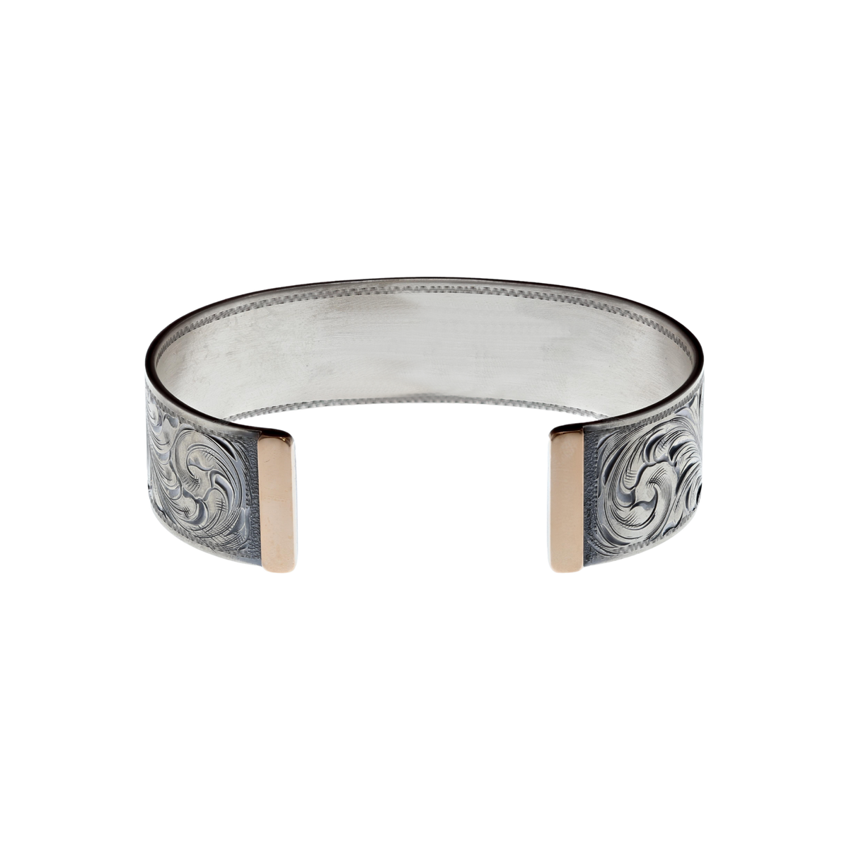 Bracelet 2015 Scroll Engraved Sterling with Rose Gold Bars