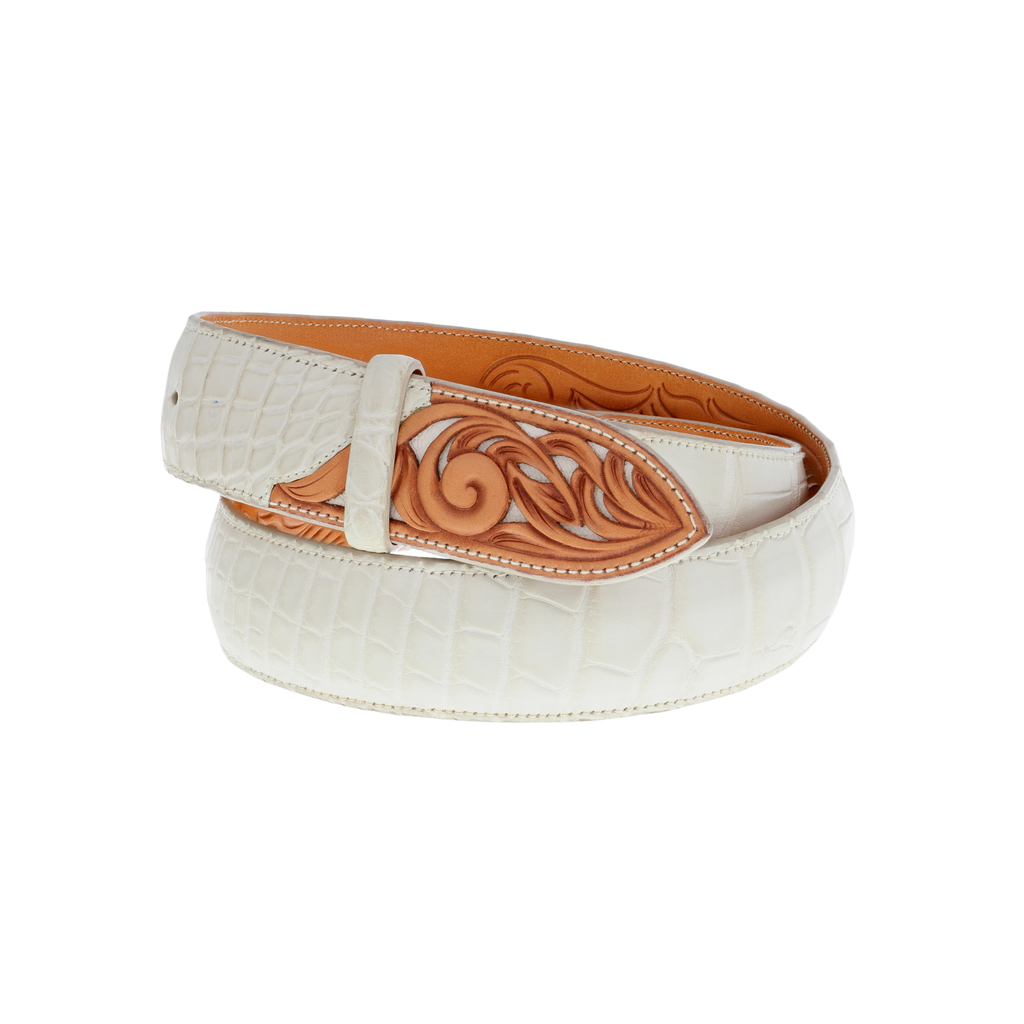 1.5" Straight 3rd Generation Premium Vanilla Alligator Belt Vanilla