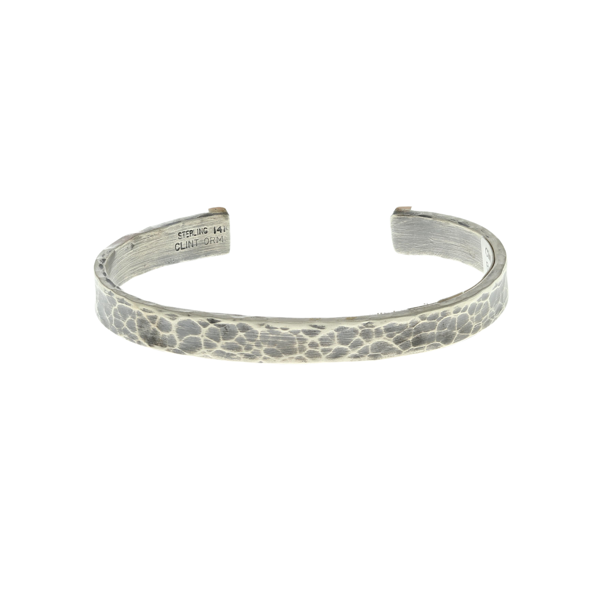 Bracelet 1405 Sterling Silver Hammered Bracelet with 14 Karat Rose