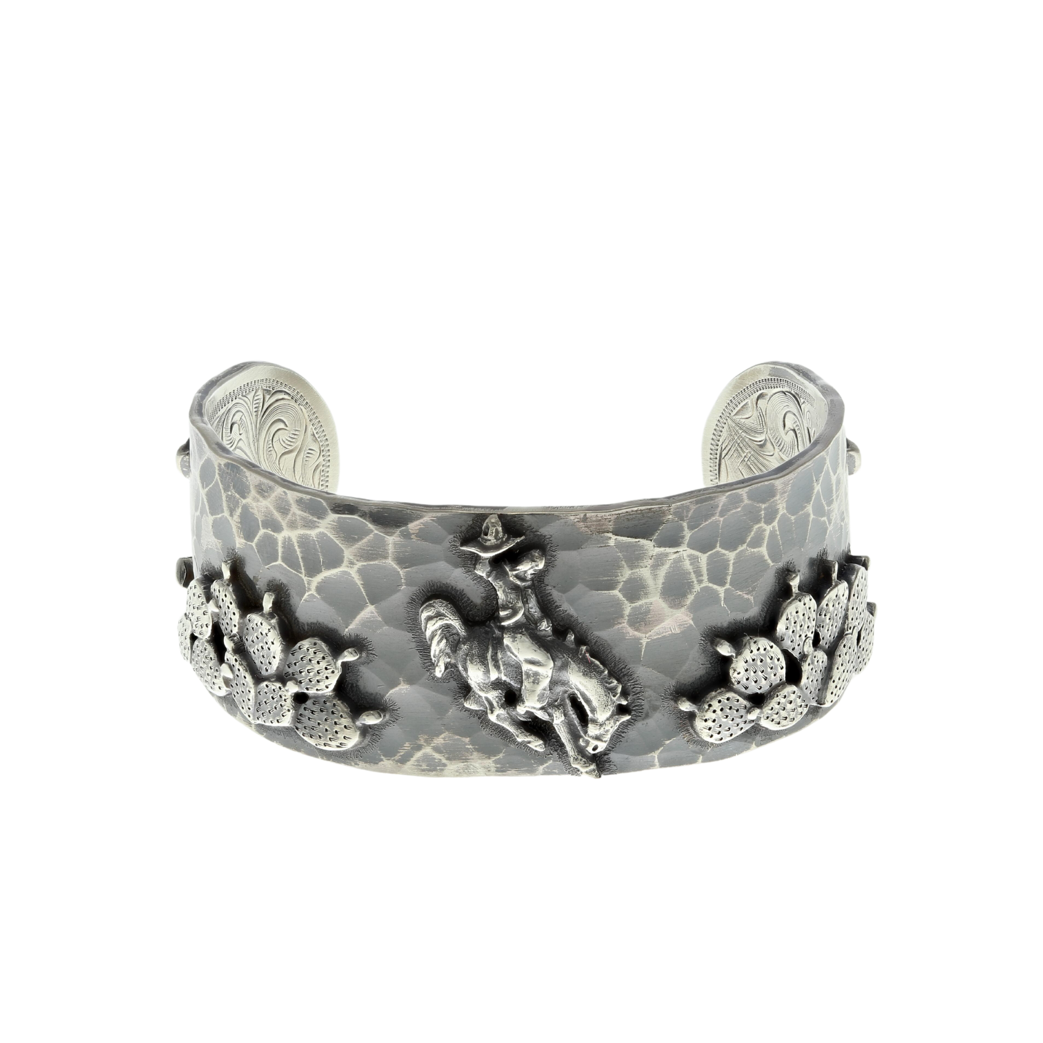 Bracelet 1432 Sterling Silver Western Cactus Bronc Rider