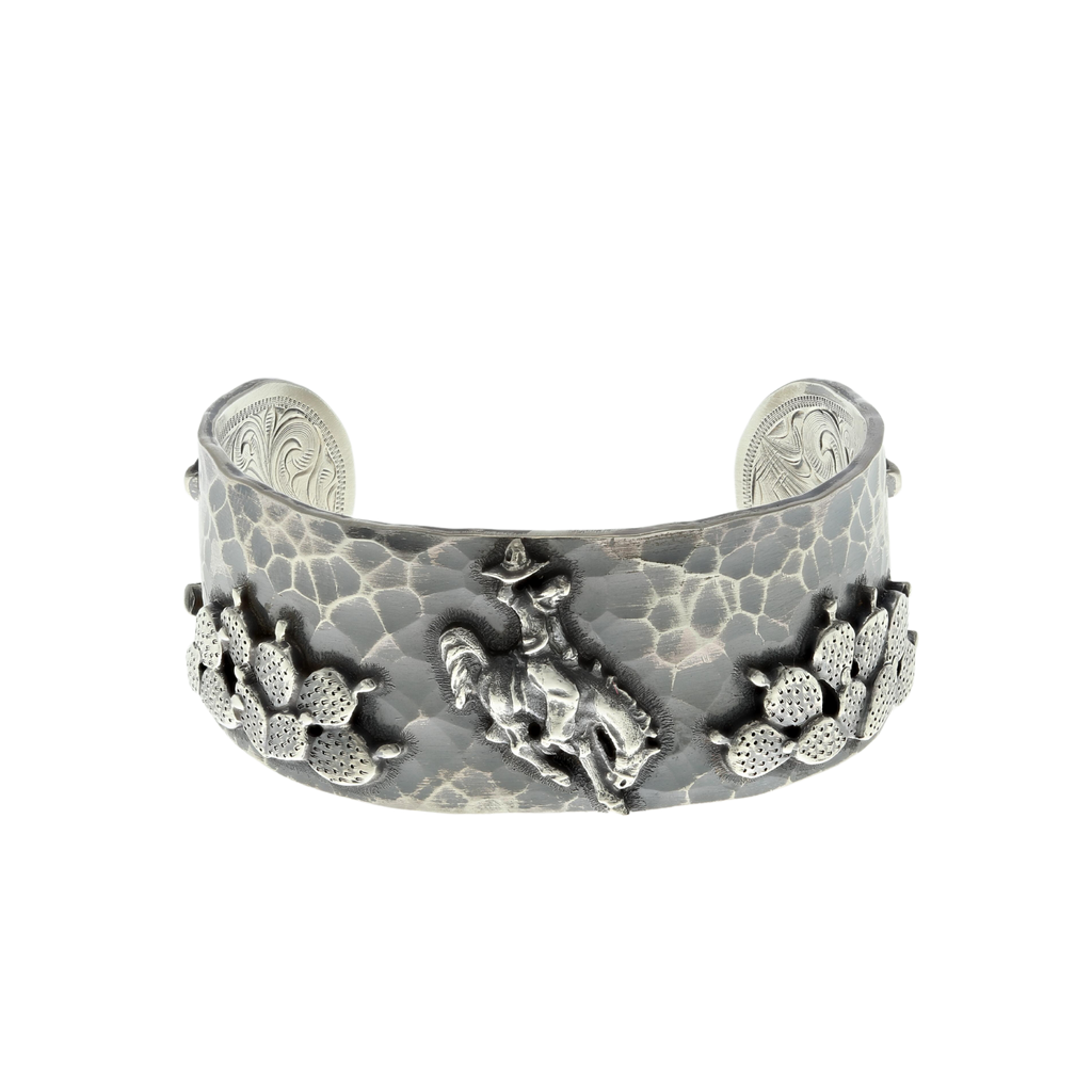 Bracelet 1432 Sterling Silver Western Cactus Bronc Rider - Clint
