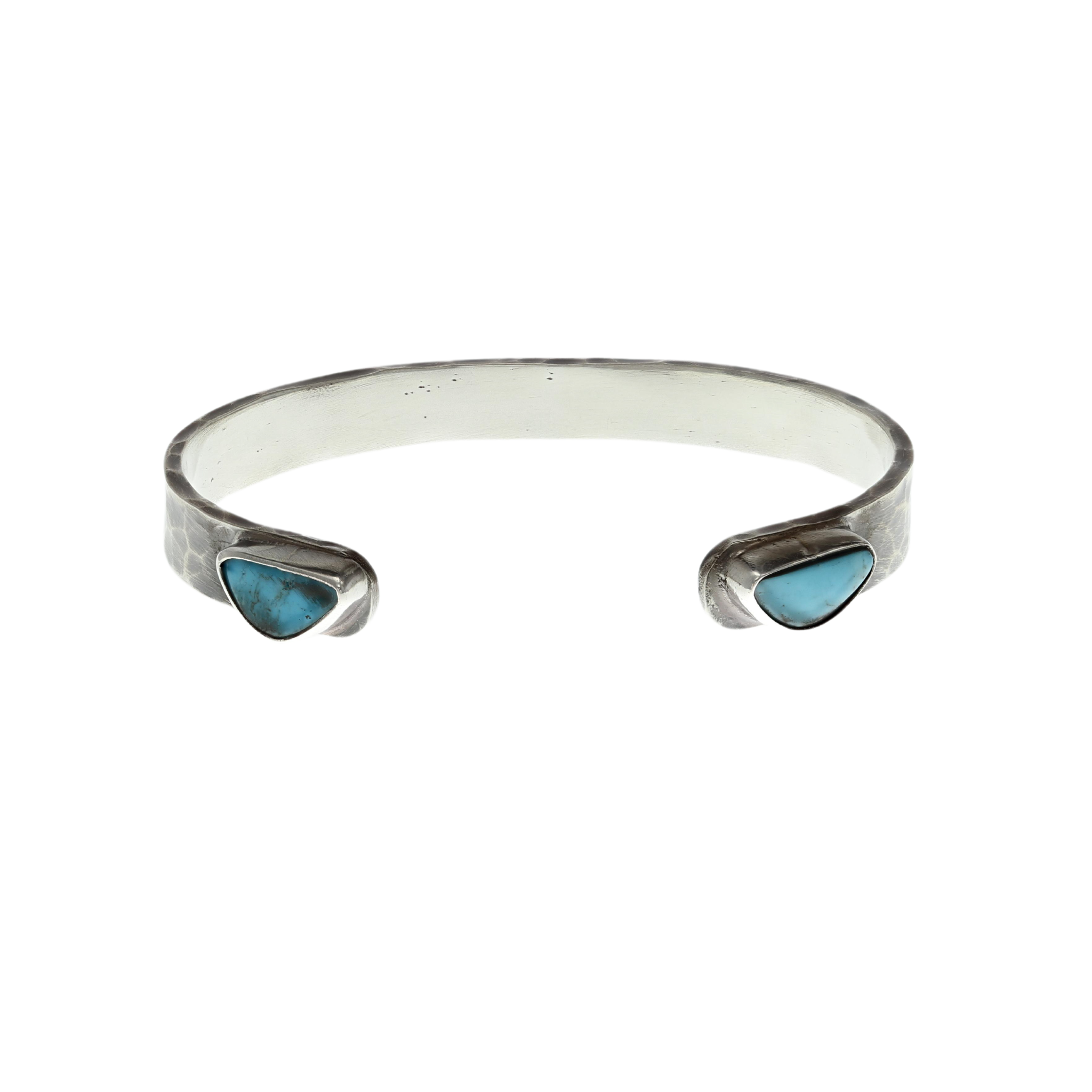 Bracelet 1448 Hammered with Turquoise Ends - Clint Orms