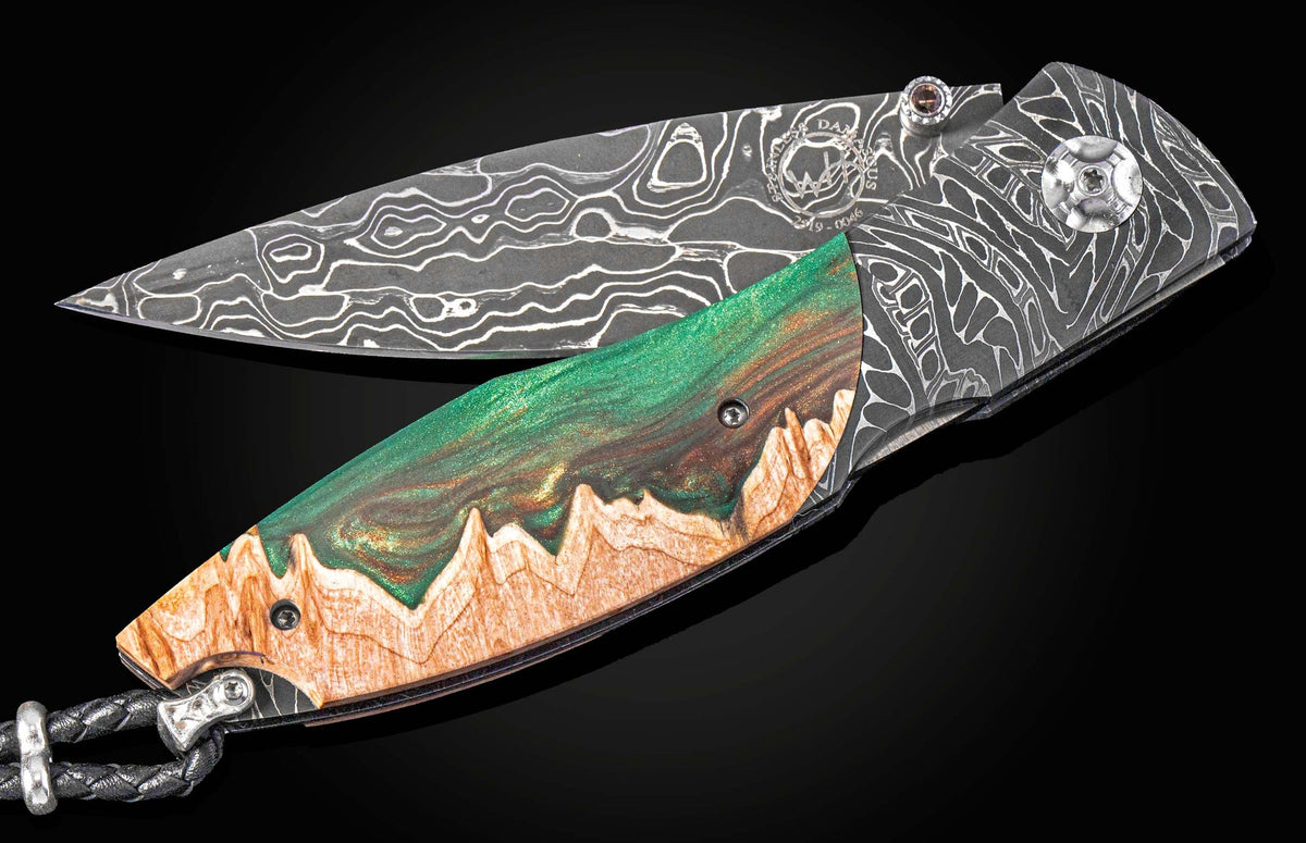 C19 Omni 'Dark Forest' Folding knife with hand-forged damascus and wood Limited Edition