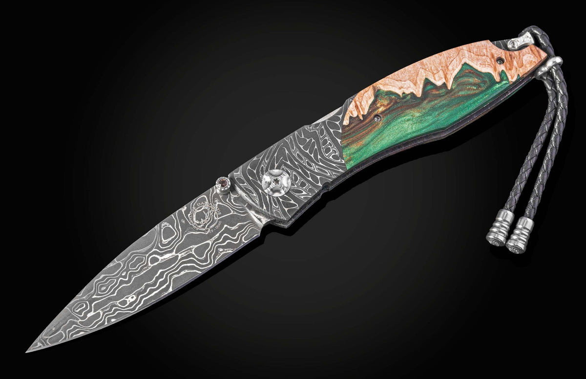 C19 Omni 'Dark Forest' Folding knife with hand-forged damascus and wood Limited Edition