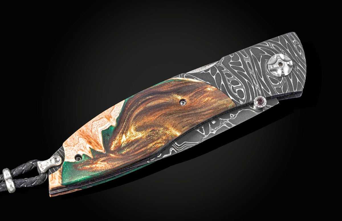 C19 Omni 'Dark Forest' Folding knife with hand-forged damascus and wood Limited Edition