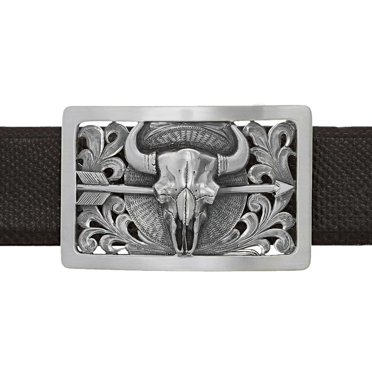 Childress 1805 Sterling Silver Bison Skull &amp; Arrow Trophy Buckle
