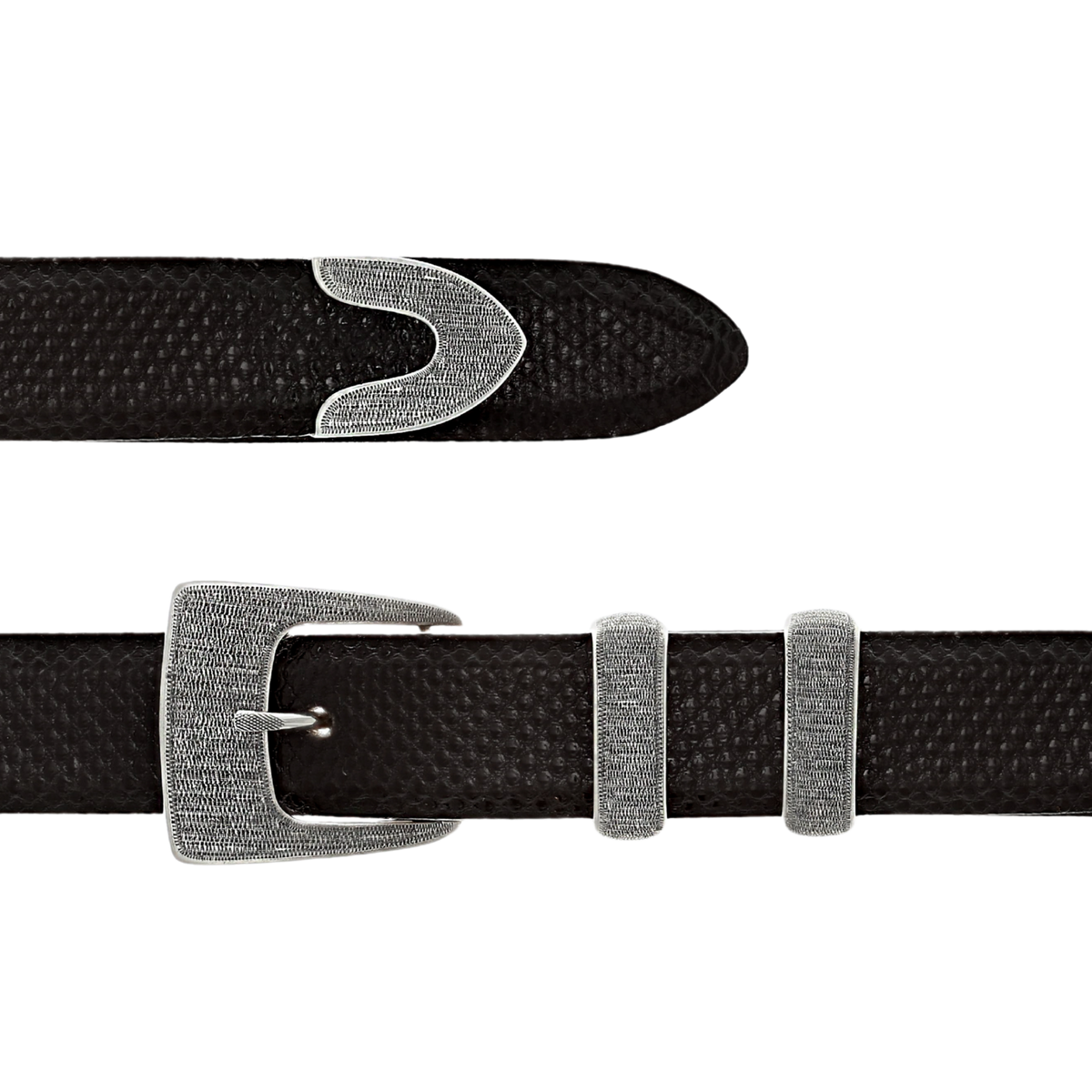 Clay 1700 Wriggled Sterling Buckle Set