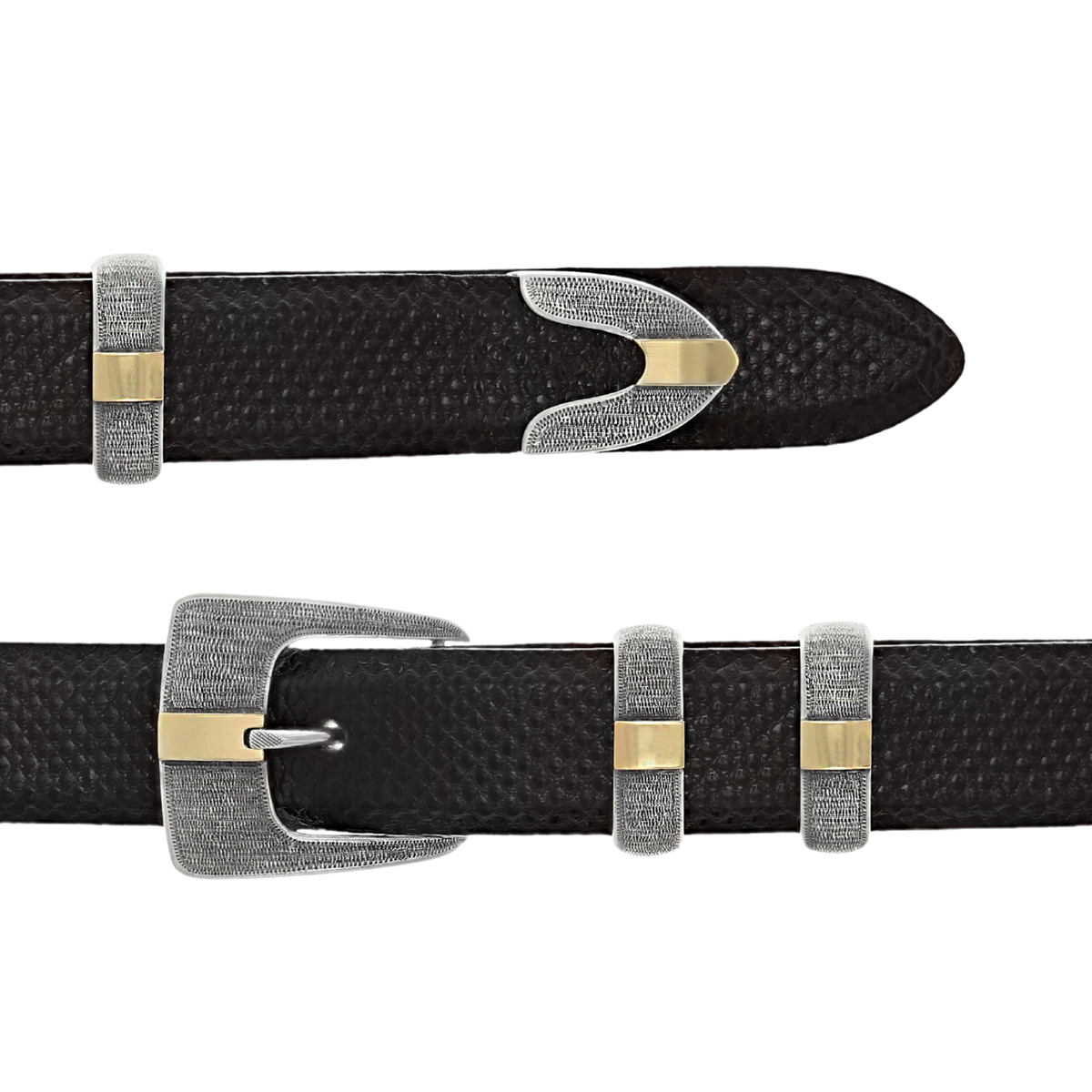 Clay 1704 Sterling and Gold 1&quot; Wriggle Dress Buckle Set