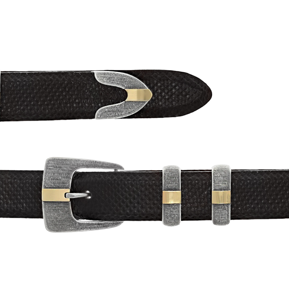 Clay 1704 Sterling and Gold 1&quot; Wriggle Dress Buckle Set