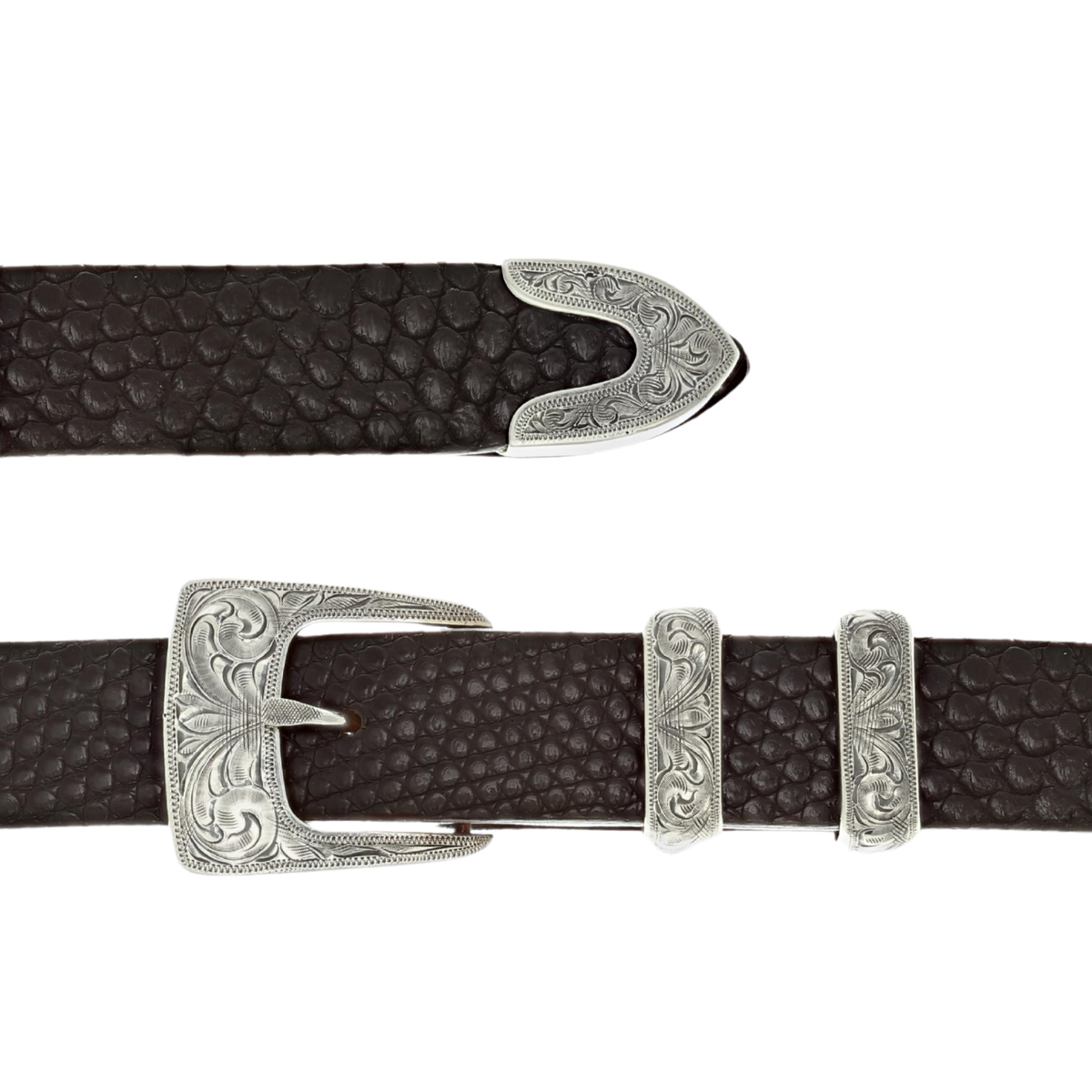 Clay 1813 Sterling Silver Engraved Dress Buckle Set