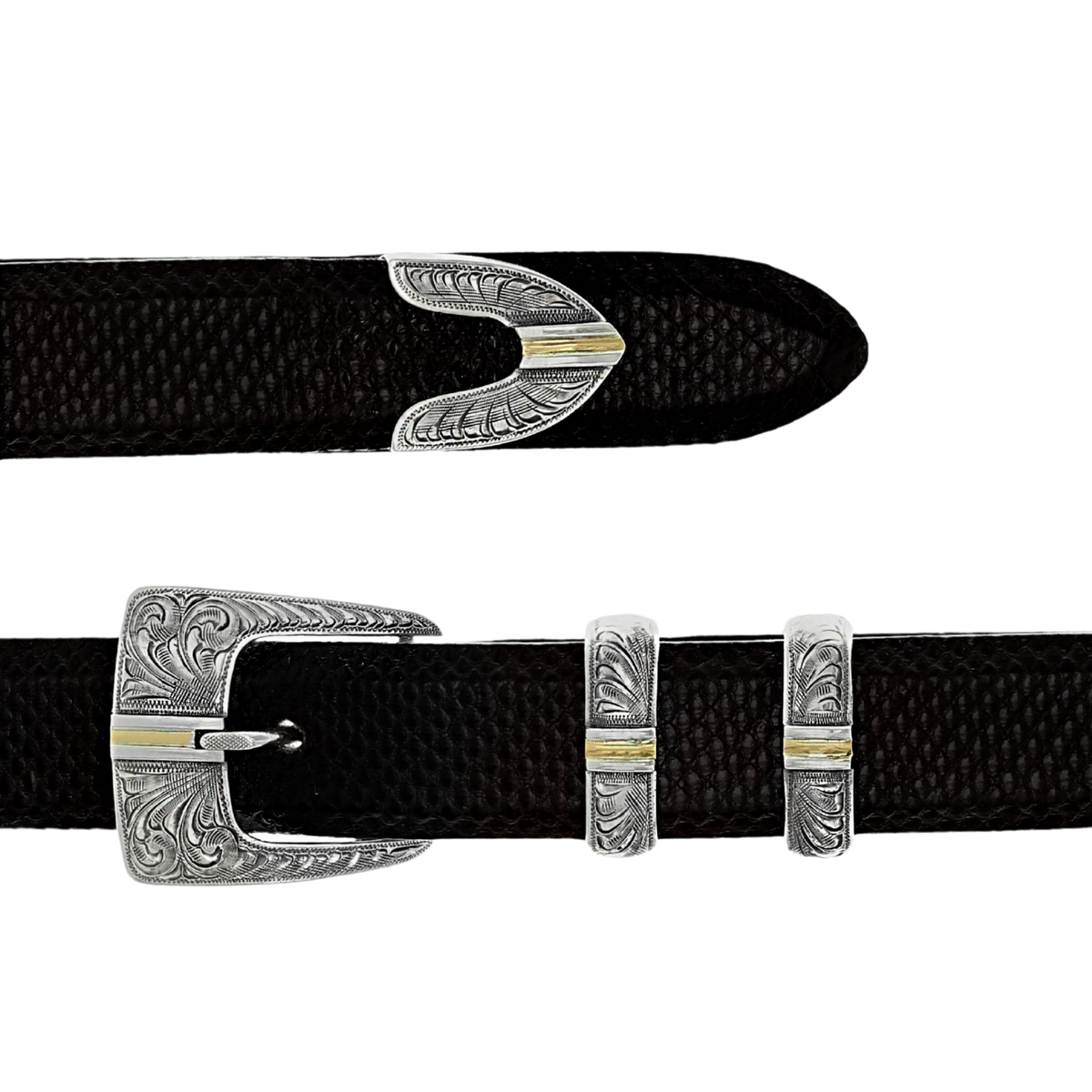 Clay 1817 Sterling Silver &amp; Gold Wire Dress Buckle Set
