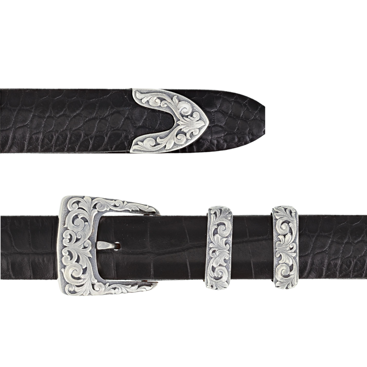 Clay 1820 Sterling Silver Overlay Buckle Set