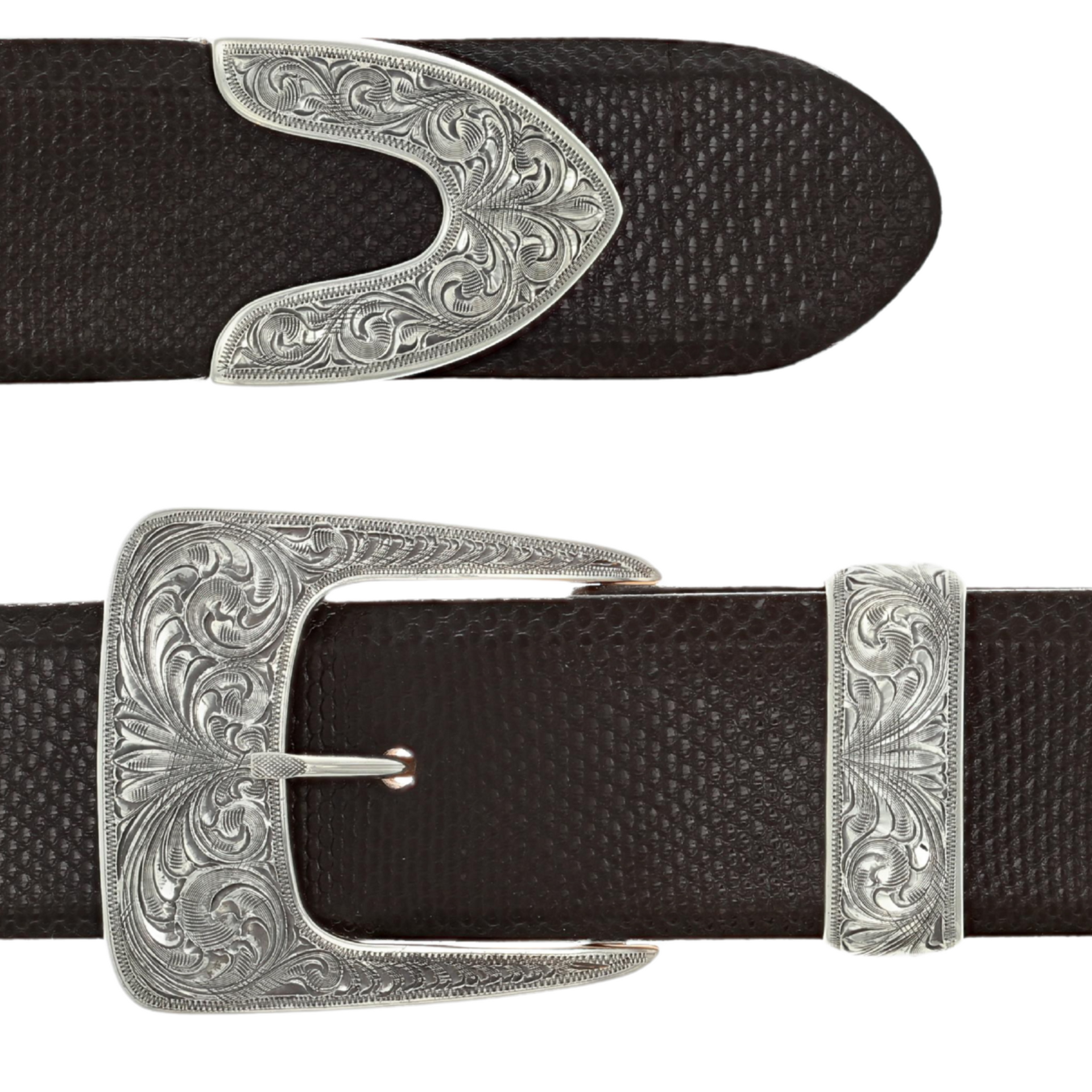 小物 3/4 inch 3-peace silverBuckle SetBelt Vine Three Piece Buckle Set - AndWest