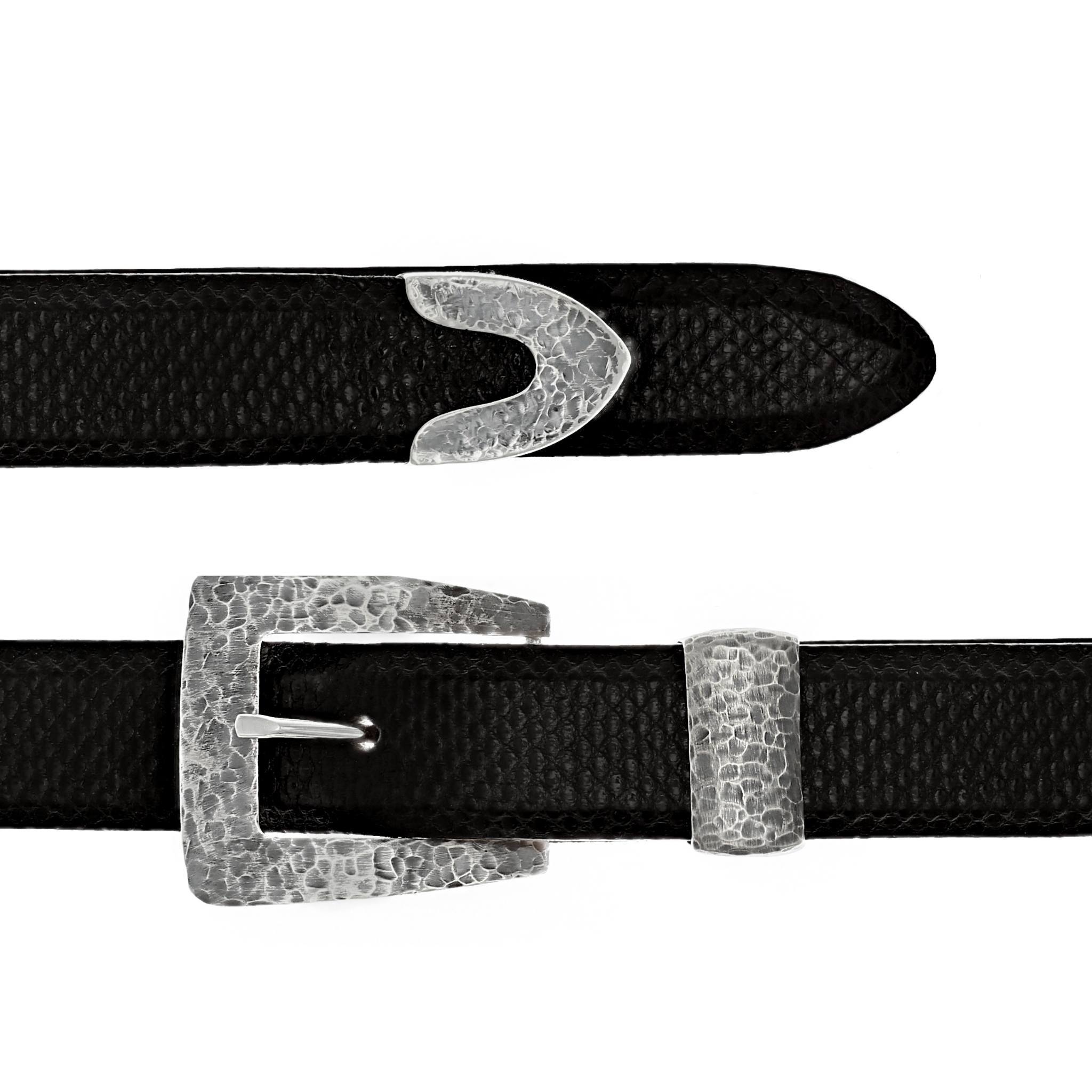 Clint Orms ENGRAVERS&SILVERSMITHバイイー Cochran 1400 Sterling Hand Hammered Dress Buckle Set – Clint Orms