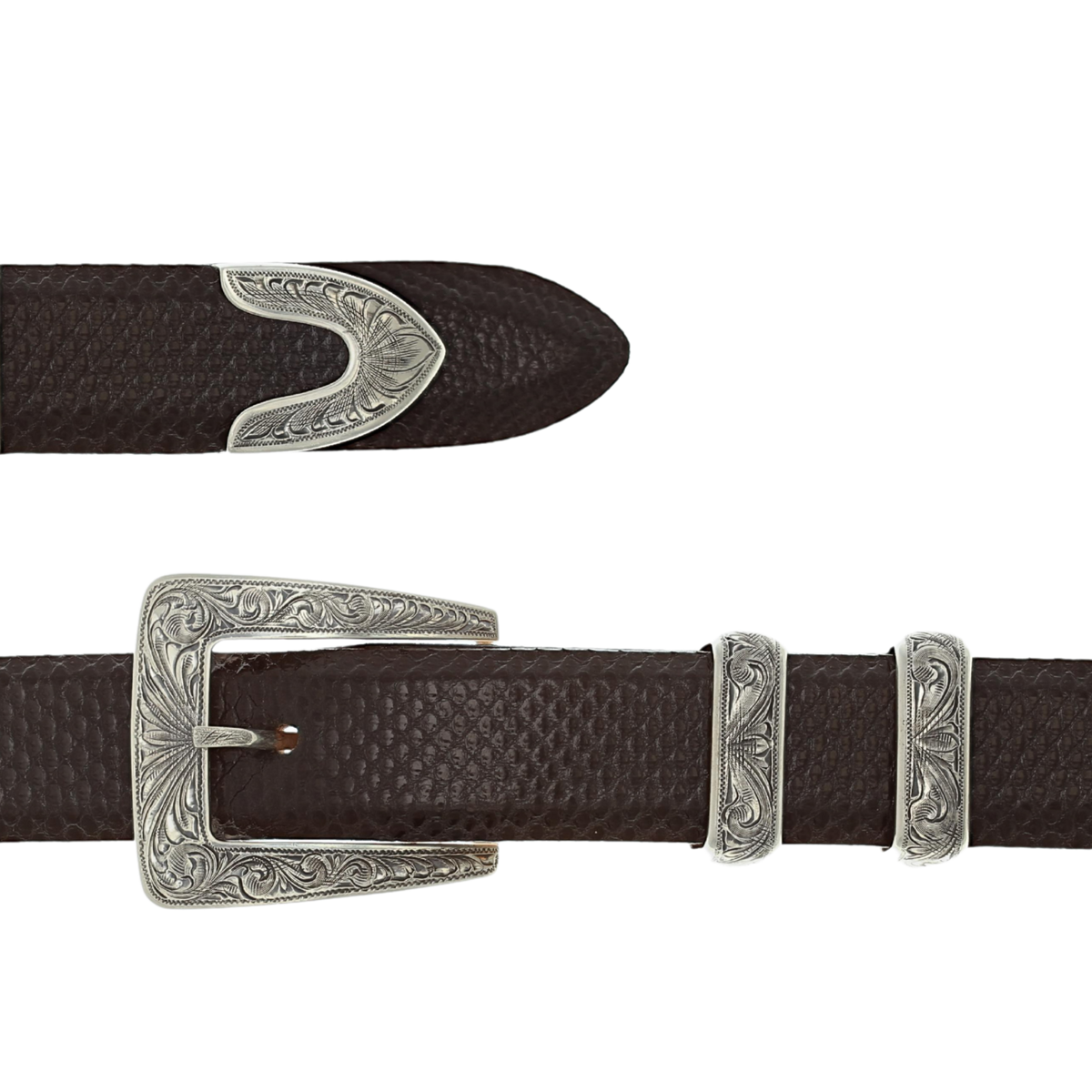 Cochran 1805 Sterling Silver Engraved Dress Buckle Set