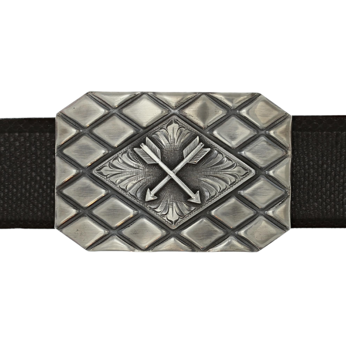 Crockett 1801 Sterling Silver Diamond Buckle with Crossed Arrows