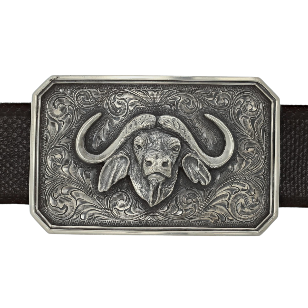 Crockett 1816 Large Sterling Silver Cape Buffalo Trophy Belt Buckle