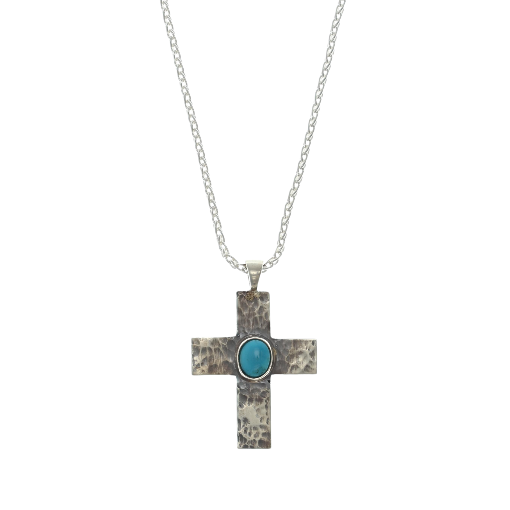Cross 1400 Small Sterling Cross with Turquoise Stone – Clint Orms