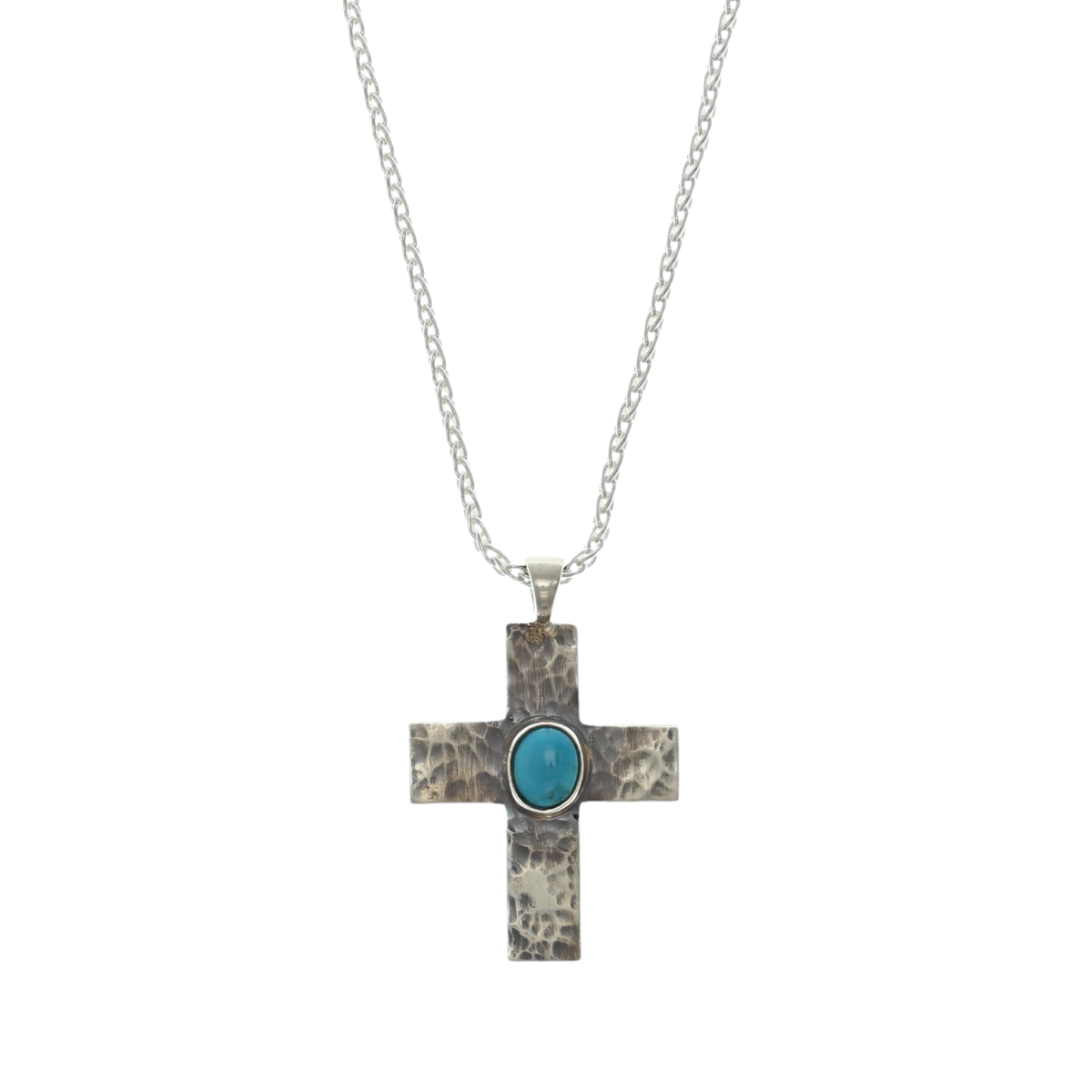 Cross 1400 Small Sterling Cross with Turquoise Stone