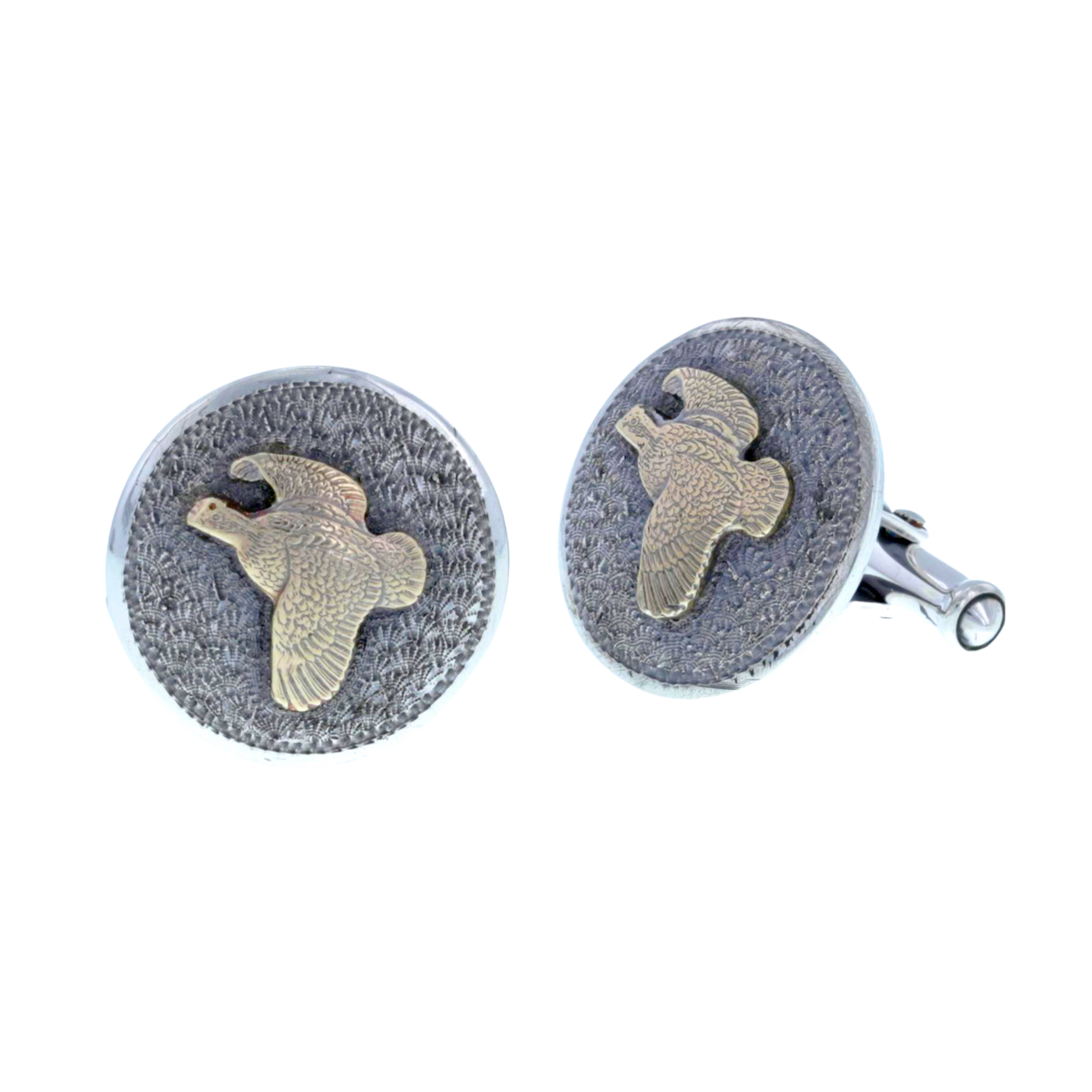 Cufflinks 1601 Yellow Gold Flushing Quail