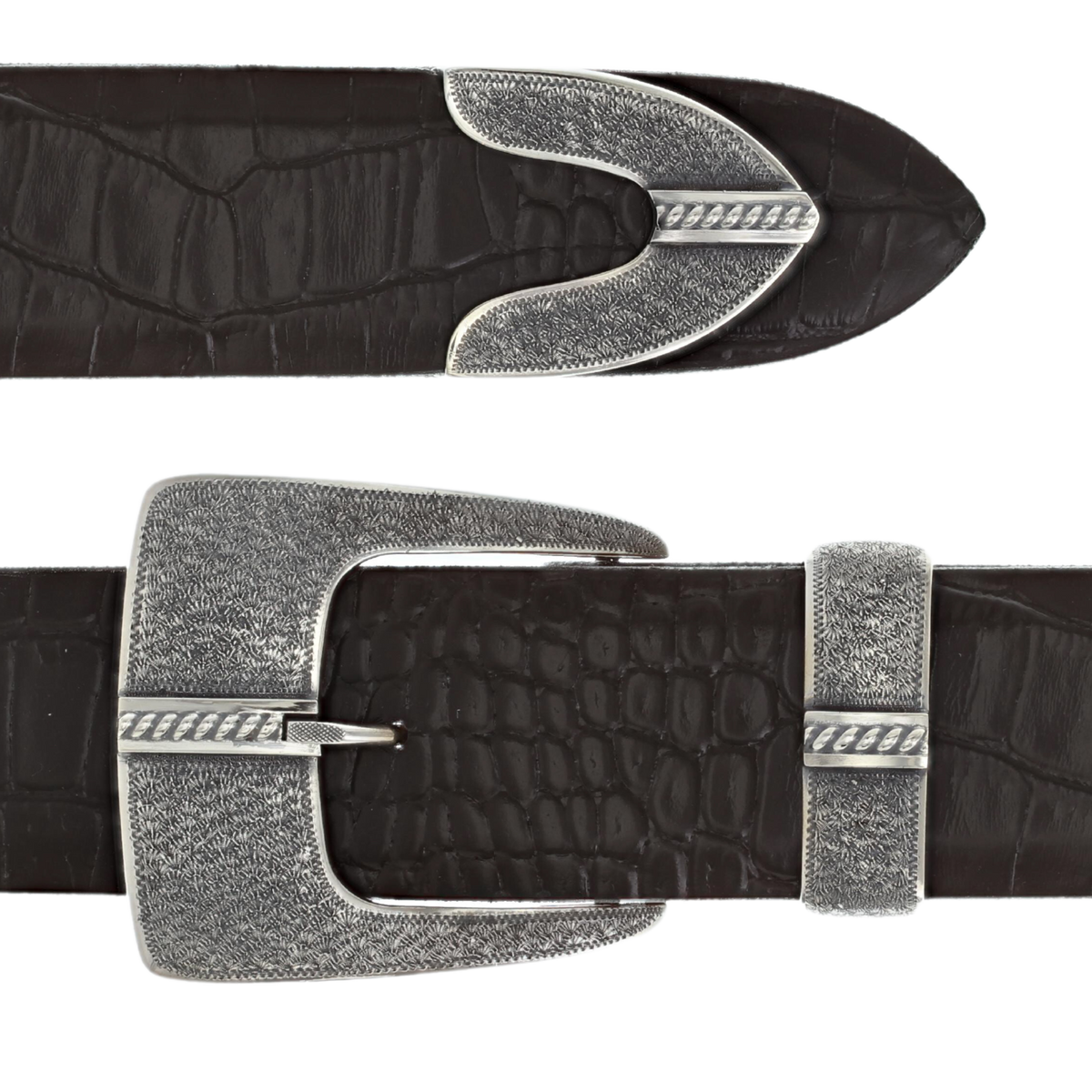 Clay 1606 Sterling Silver Wheatgrass Engraved Buckle Set