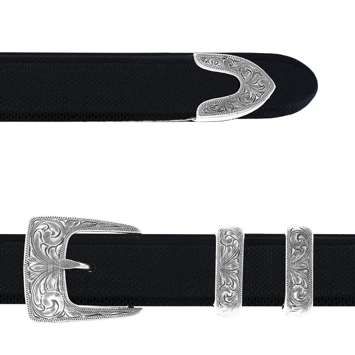 Clay 1813 Sterling Silver Engraved Dress Buckle Set