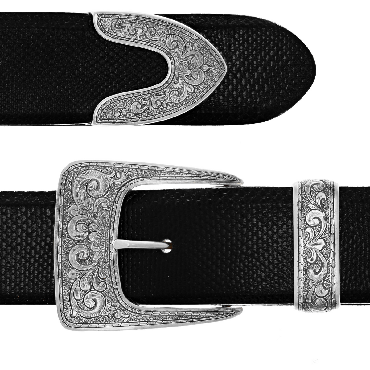 Clay 2018 Sterling Silver Engraved Buckle Set