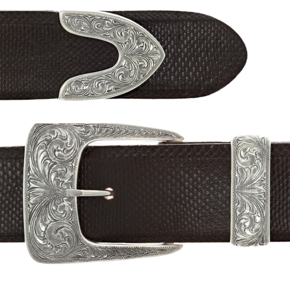 Clay 2019 Sterling Silver Hand Engraved 3 Piece Buckle Set