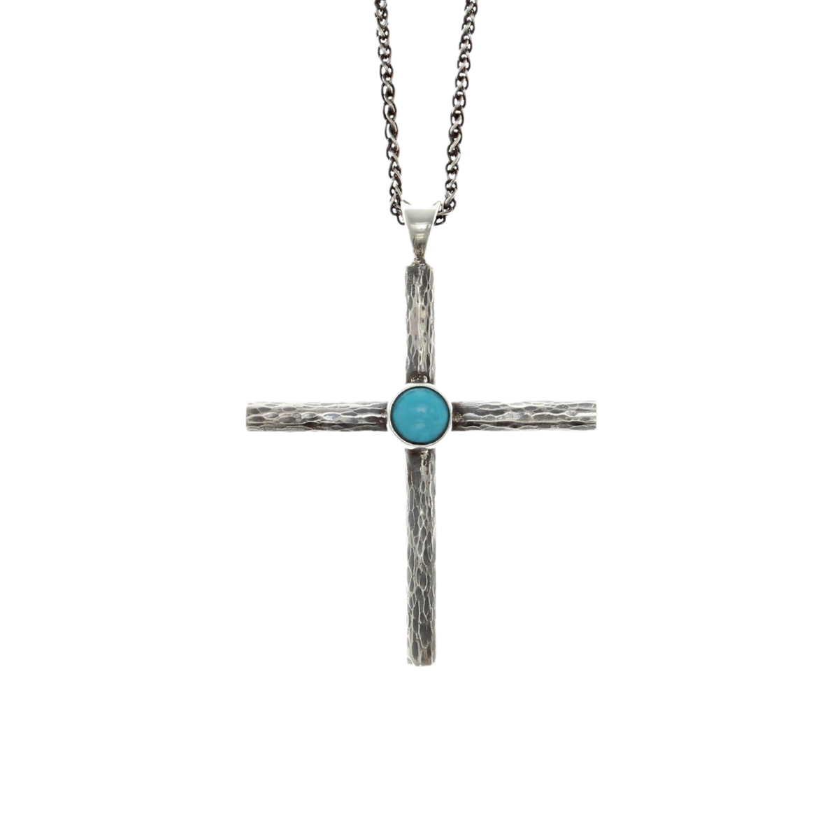 Cross 2000 Hammered Turquoise Sterling Silver Cross