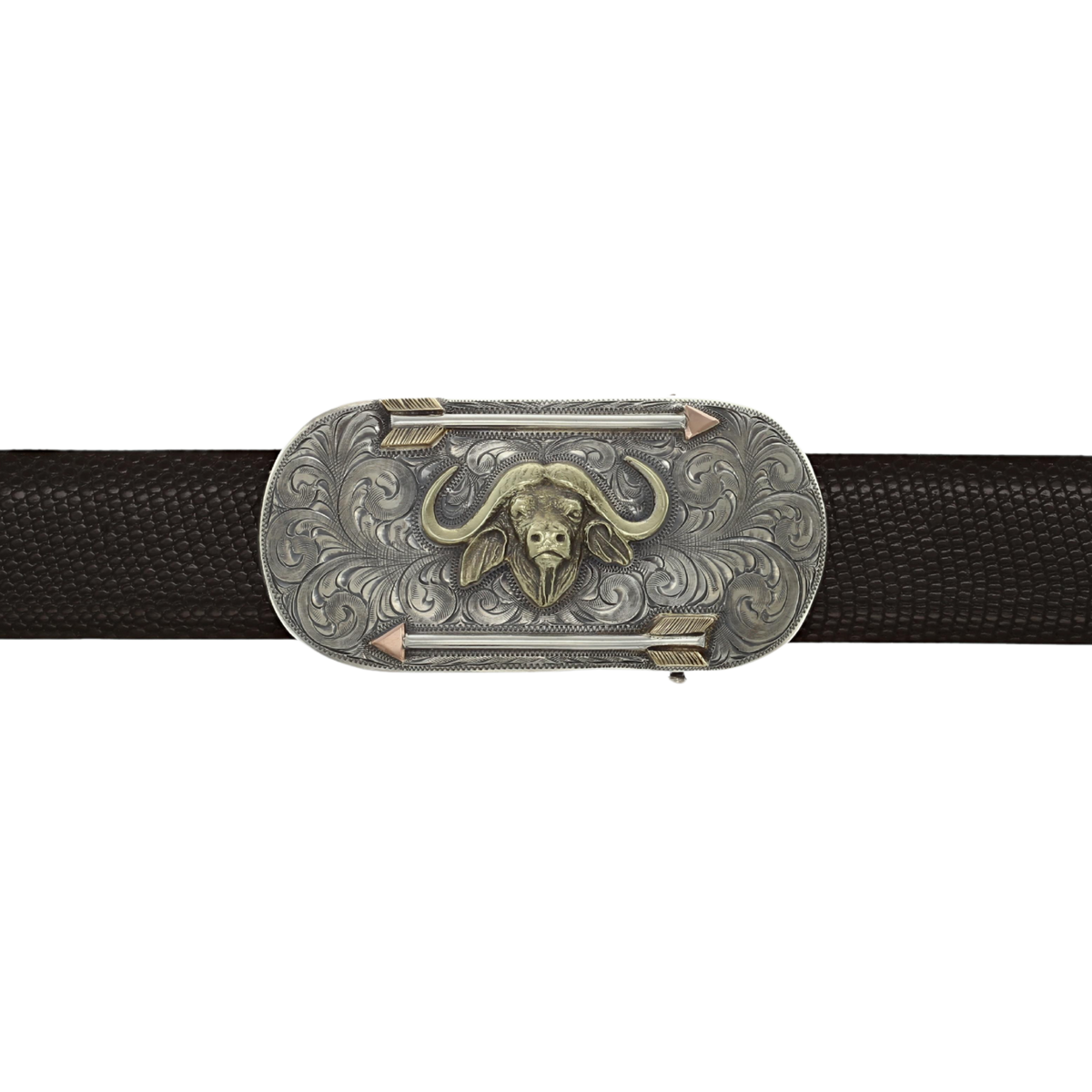 Denton 1814 Sterling Silver &amp; Gold Cape Buffalo Trophy Belt Buckle