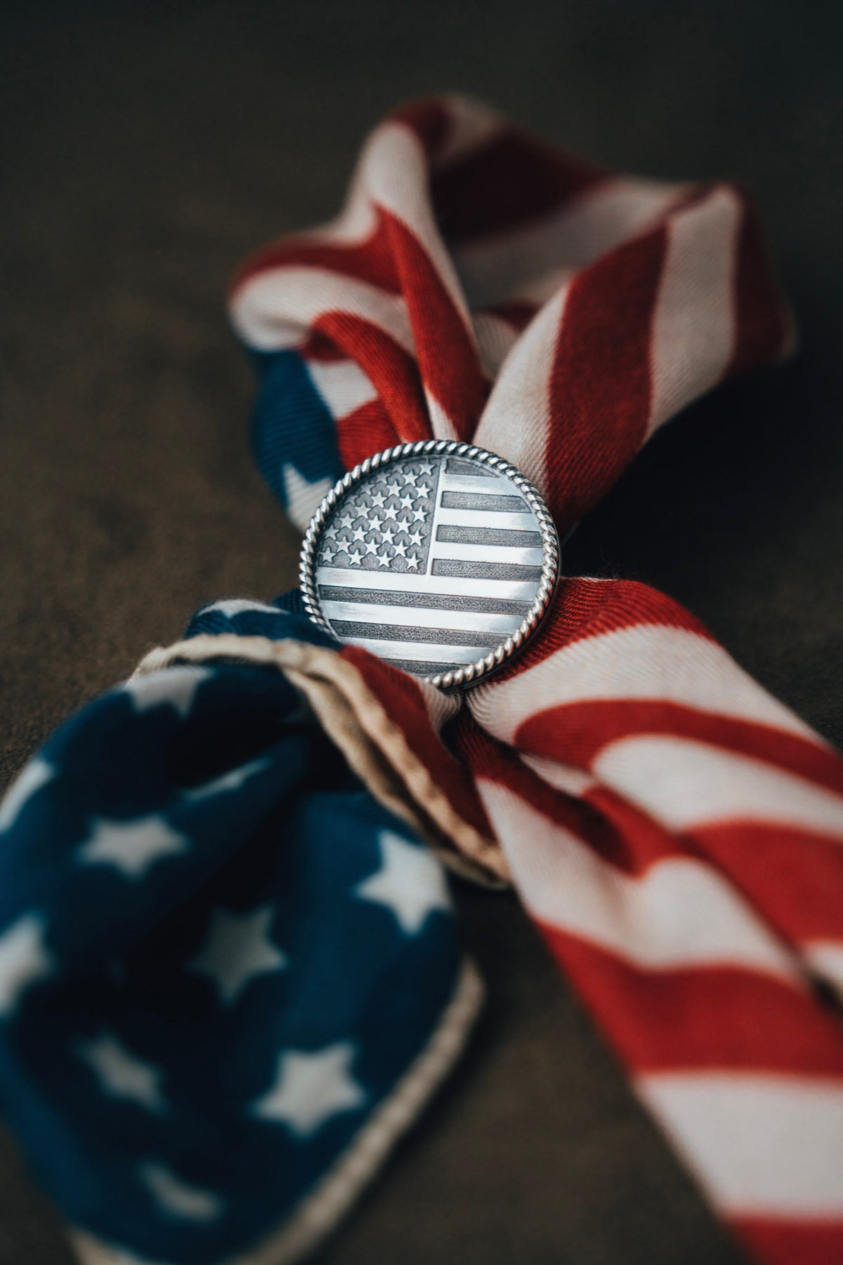 Bolo 1864 Sterling American Flag Slide